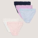 Lace trim high leg knickers