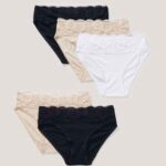 Lace trim high leg knickers